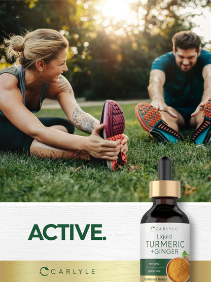 Carlyle Kurkuma- und Ingwertropfen 60 ml | Kräuterextrakt mit schwarzem Pfeffer | Vegan, Non-GMO, glutenfrei