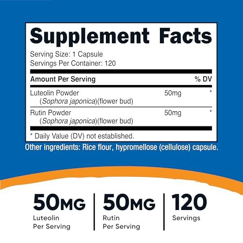 Nutricost Luteolin mit Rutin Komplex 100 mg (50 mg Luteolin, 50 mg Rutin) 120 Kapseln - Vegetarisch, Ohne Gentechnik, Glutenfrei