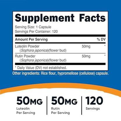 Nutricost Luteolin mit Rutin Komplex 100 mg (50 mg Luteolin, 50 mg Rutin) 120 Kapseln - Vegetarisch, Ohne Gentechnik, Glutenfrei