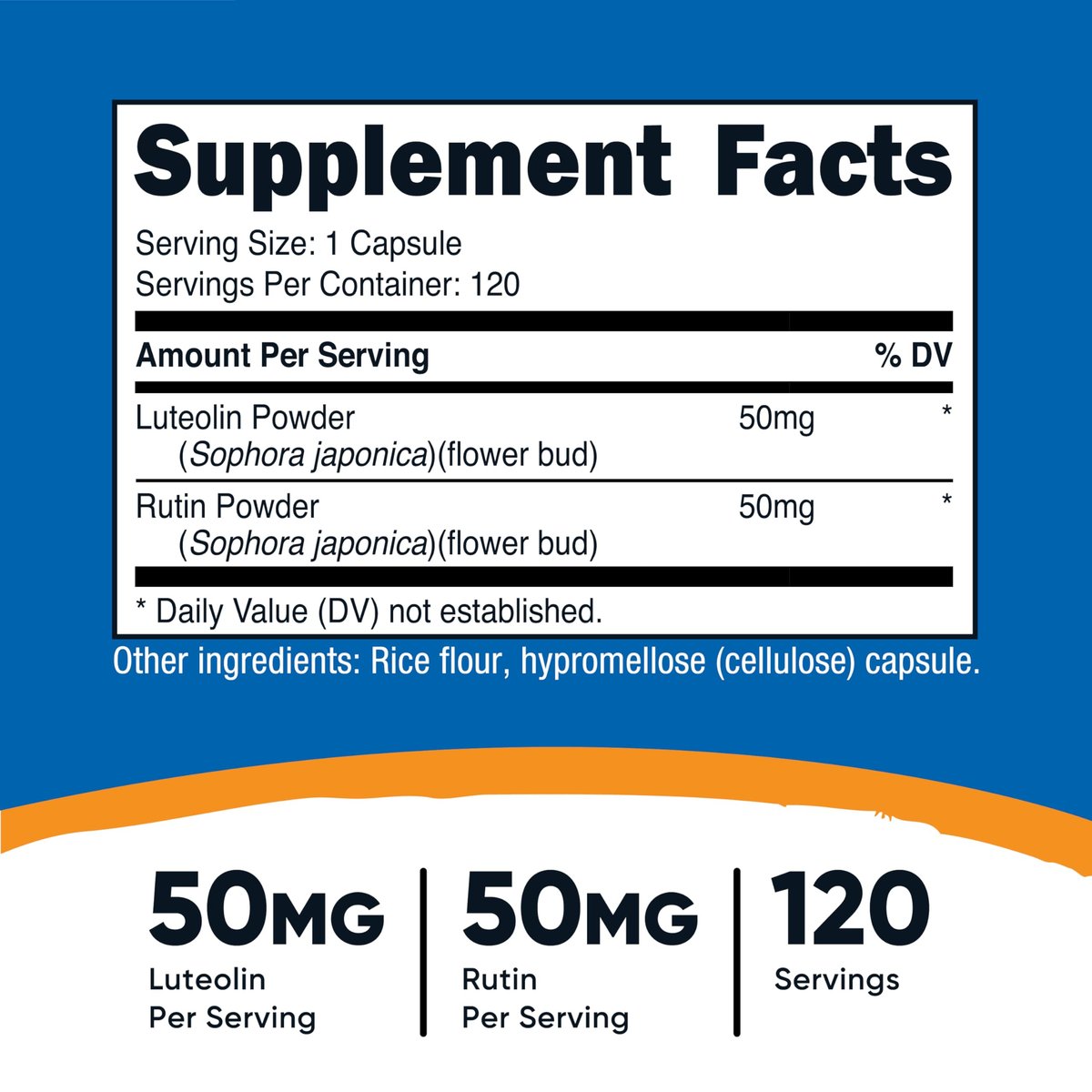 Nutricost Luteolin mit Rutin Komplex 100 mg (50 mg Luteolin, 50 mg Rutin) 120 Kapseln - Vegetarisch, Ohne Gentechnik, Glutenfrei
