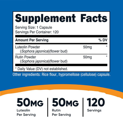 Nutricost Luteolin mit Rutin Komplex 100 mg (50 mg Luteolin, 50 mg Rutin) 120 Kapseln - Vegetarisch, Ohne Gentechnik, Glutenfrei