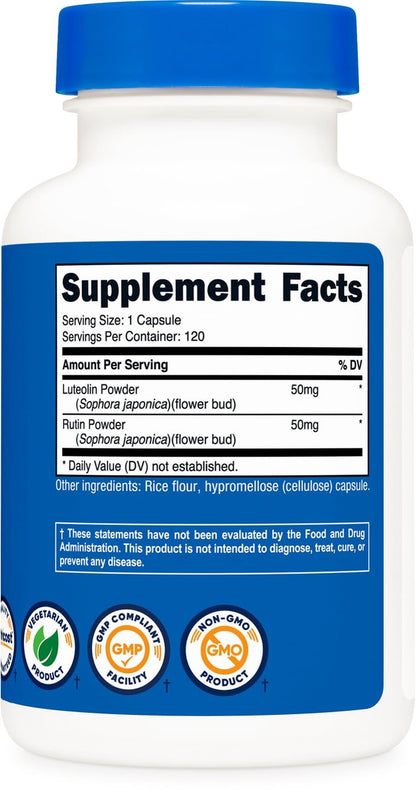 Nutricost Luteolin mit Rutin Komplex 100 mg (50 mg Luteolin, 50 mg Rutin) 120 Kapseln - Vegetarisch, Ohne Gentechnik, Glutenfrei