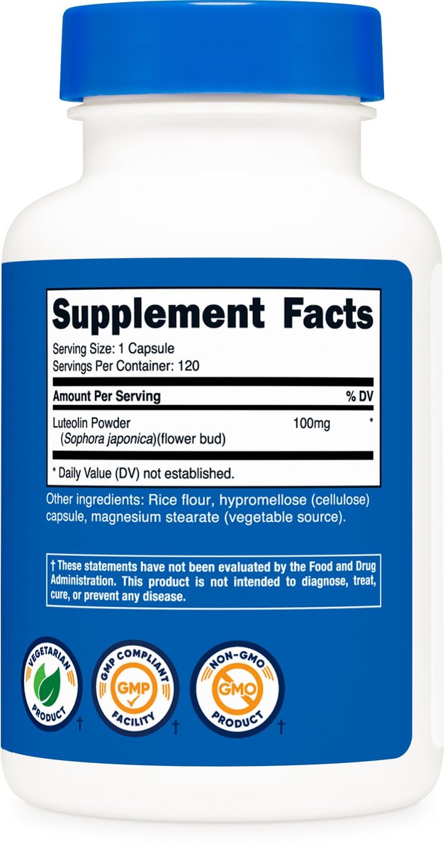 Nutricost Luteolin 100mg – 120 Kapseln, vegetarisch, non-GMO, glutenfrei
