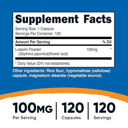 Nutricost Luteolin 100mg – 120 Kapseln, vegetarisch, non-GMO, glutenfrei