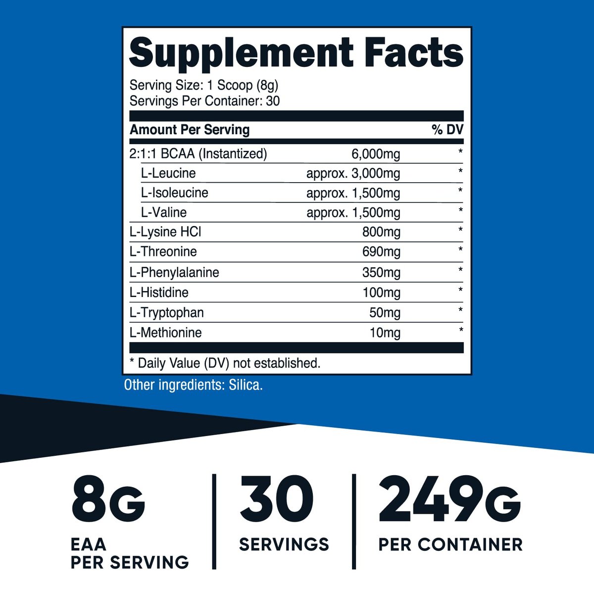 Nutricost EAA Pulver 30 Portionen (Ungeschmack) - Essentielle Aminosäuren - Nicht-GVO, Glutenfrei, Vegetarierfreundlich