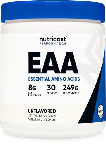 Nutricost EAA Pulver 30 Portionen (Ungeschmack) - Essentielle Aminosäuren - Nicht-GVO, Glutenfrei, Vegetarierfreundlich