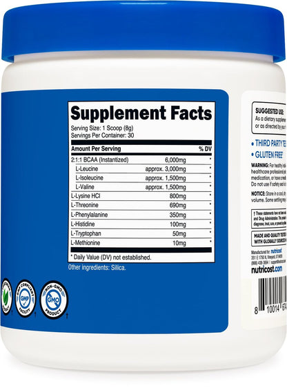 Nutricost BCAA Pulver (Ananas, 30 Portionen) - Optimales 2:1:1 Verhältnis