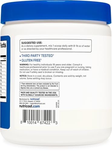 Nutricost EAA Pulver 30 Portionen (Ungeschmack) - Essentielle Aminosäuren - Nicht-GVO, Glutenfrei, Vegetarierfreundlich
