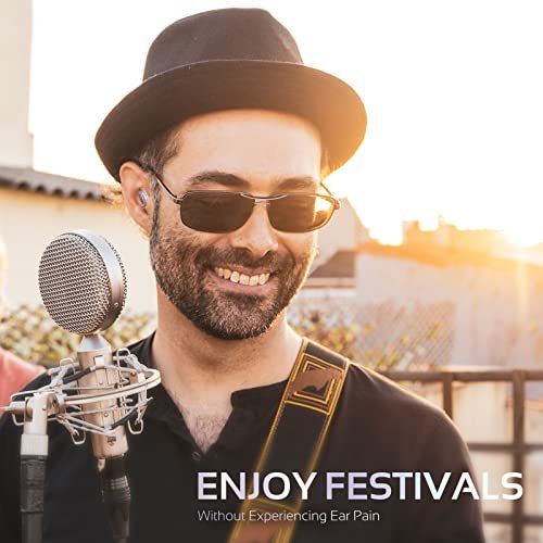 Mumba High Fidelity Konzert-Ohrstöpsel – Wiederverwendbare Musiker-Ohrstöpsel mit 24 dB Filtertechnologie für Musikfestivals, DJs und Musiker – Silber, Medium