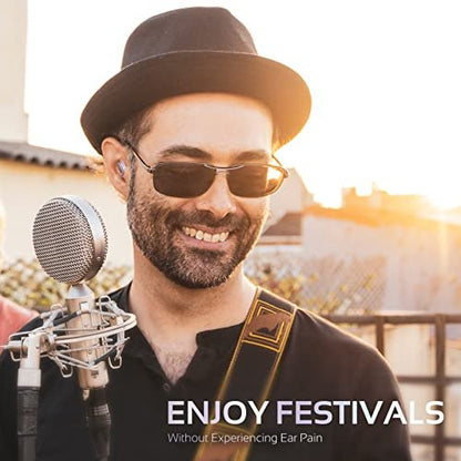 Mumba High Fidelity Konzert-Ohrstöpsel – Wiederverwendbare Musiker-Ohrstöpsel mit 24 dB Filtertechnologie für Musikfestivals, DJs und Musiker – Silber, Medium