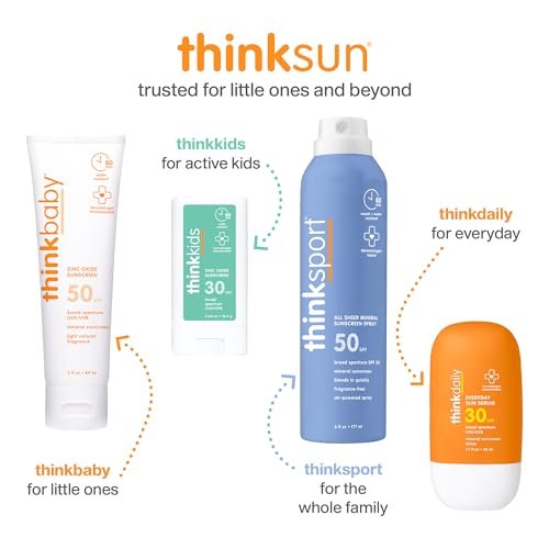 Thinksport SPF 50+ Sonnencreme für das Gesicht mit Klarem Zinkoxid, 2 Fl Oz – Sichere, Natürliche, Wasserresistente Gesichts-Sonnencreme UVA/UVB Sonnenschutz – Vegan, Riffsicher