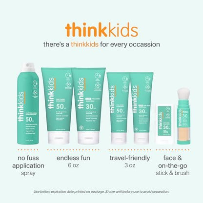Thinksport Kinder Sonnenschutz Spray, SPF 50, Mineralischer Sonnenschutz, 177 ml, Wasserbeständig, Natürliches Zinkoxid UVA/UVB Schutz