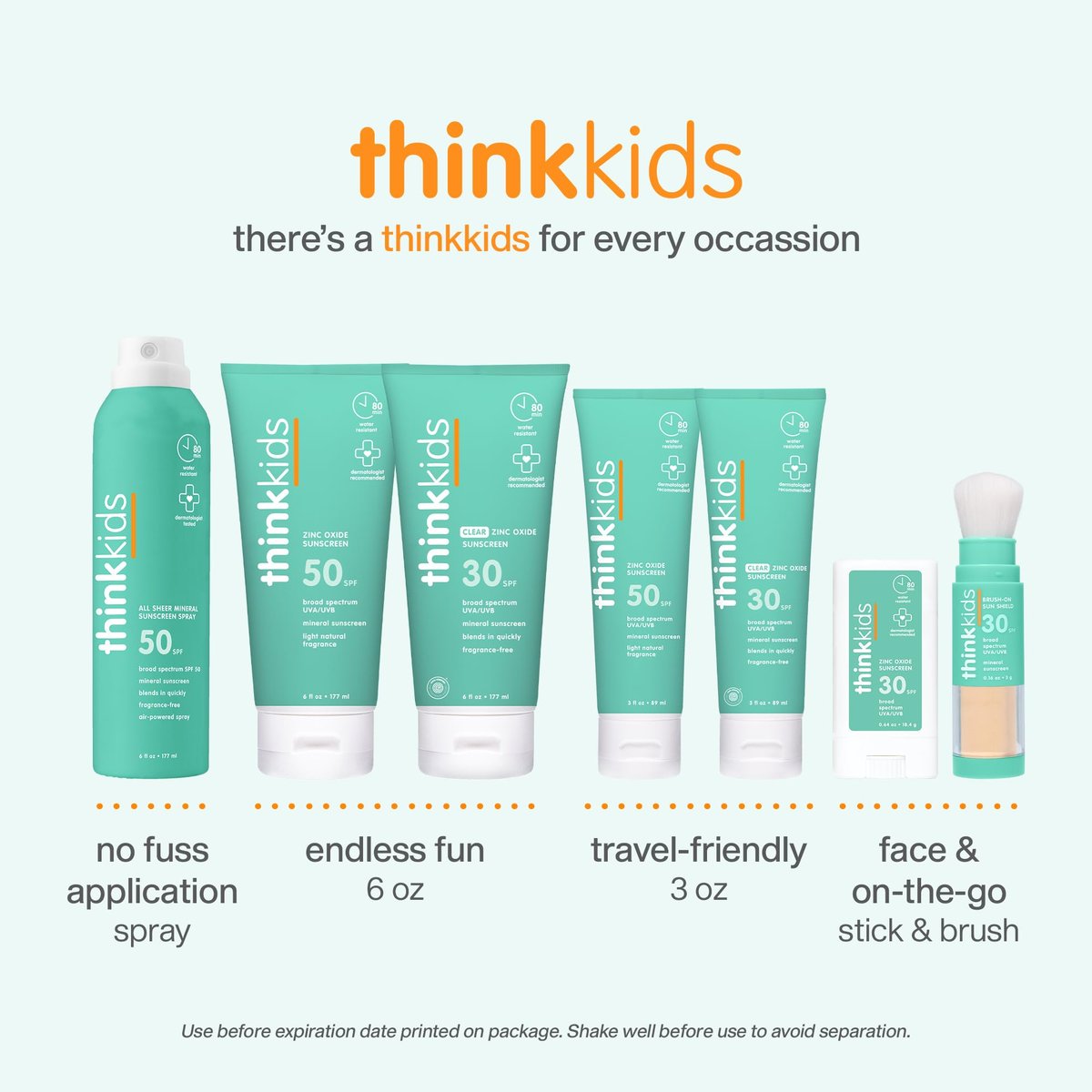 Thinksport Kinder Sonnenschutz Spray, SPF 50, Mineralischer Sonnenschutz, 177 ml, Wasserbeständig, Natürliches Zinkoxid UVA/UVB Schutz