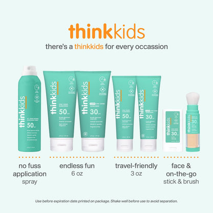 Thinksport Kinder Sonnenschutz Spray, SPF 50, Mineralischer Sonnenschutz, 177 ml, Wasserbeständig, Natürliches Zinkoxid UVA/UVB Schutz