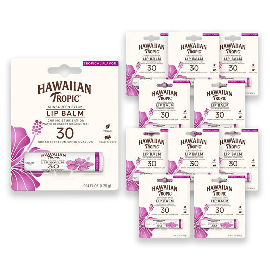 Hawaiian Tropic Tropical Lip Balm SPF 30 – 10er-Pack – Sonnenschutz für die Lippen, Strandutensilien, Reise-Sonnenschutz, Sommer-Essentials