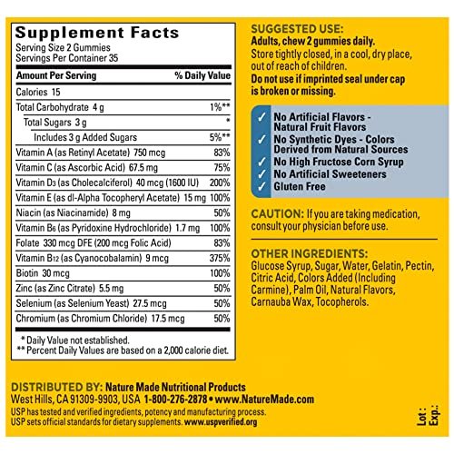 Nature Made Multi für Ihn – Multivitamin Gummis für Männer, Energie- und Stoffwechselunterstützung, 70 Gummis, 35-Tage-Vorrat