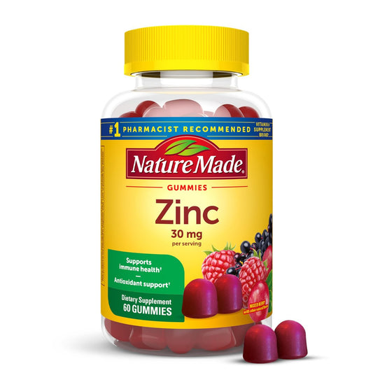Nature Made Zink Gummis 30 mg – 60 Gummis, 30 Tage Vorrat, Immunsystem & Antioxidantien