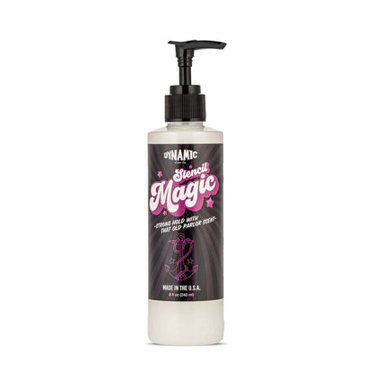 Dynamic Color Co's Stencil Magic - Tattoo-Schablonen-Transfergel, einfach aufzutragen, langanhaltend, verschmiert nicht, schnell trocknend, angenehmer Duft, hergestellt in den USA, sicher, ungiftig, wiederverwendbar & leicht entfernbar, 237 ml Flasche