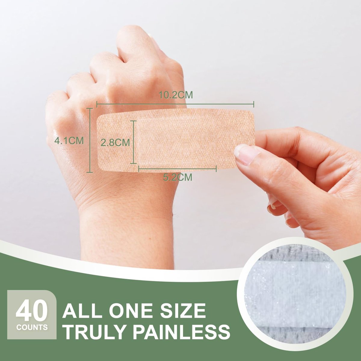 Hysimedy Silikonpflaster für empfindliche, fragile Haut 1,63"x4" 40 Stück Flexible Stoffpflaster Latexfrei Hypoallergen Atmungsaktiv Mittelgroße Pflaster für Wunden Einfache schmerzfreie Entfernung für Senioren und Kinder