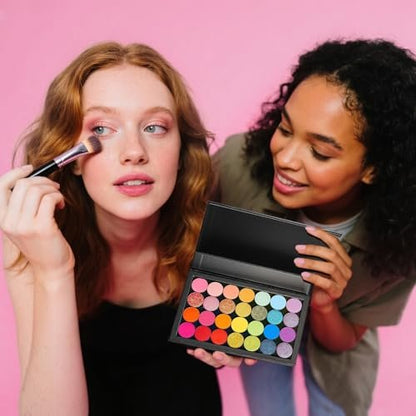 SZDYM Starke 4-lagige leere Magnet-Palette Buch + Make-up Depotting Spatel + 50 runde Metall-Aufkleber + 50 quadratische Metall-Aufkleber - Schwarz