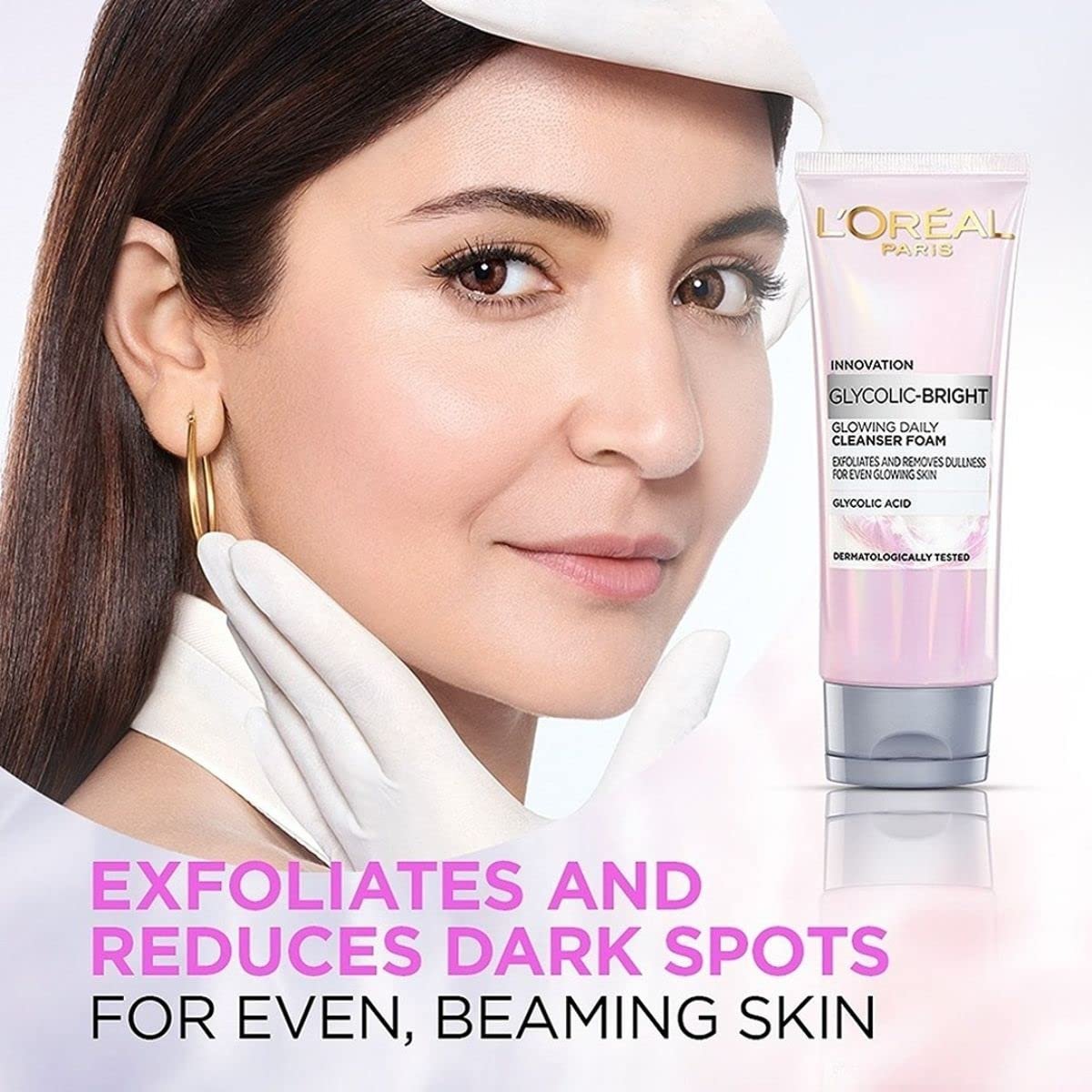 L'Oréal Paris Glycolic Bright Täglicher Reinigungsschaum für das Gesicht, 100 ml | Gesichtswasser mit Glykolsäure für stumpfe Haut | Täglicher, strahlender Gesichtsreiniger