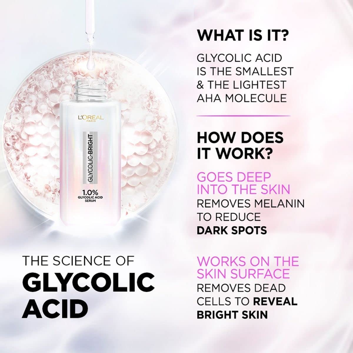 L'Oréal Paris Glycolic Bright Täglicher Reinigungsschaum für das Gesicht, 100 ml | Gesichtswasser mit Glykolsäure für stumpfe Haut | Täglicher, strahlender Gesichtsreiniger