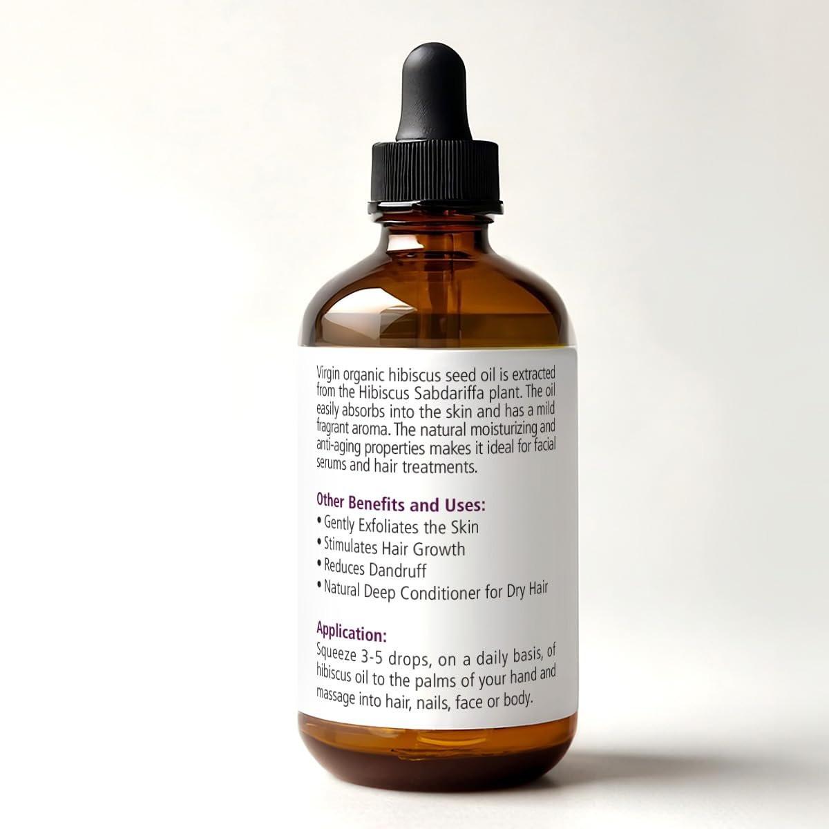 Renewalize Virgin Bio-Hibiskus-Samenöl | Unraffiniert, kaltgepresst, 100 % rein | Große 4-Fl.-Unzen-Flasche | Natürliches Anti-Aging- und Haarwachstumsöl