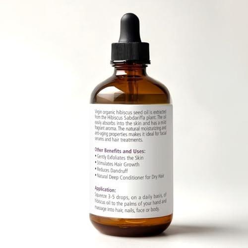 Renewalize Virgin Bio-Hibiskus-Samenöl | Unraffiniert, kaltgepresst, 100 % rein | Große 4-Fl.-Unzen-Flasche | Natürliches Anti-Aging- und Haarwachstumsöl
