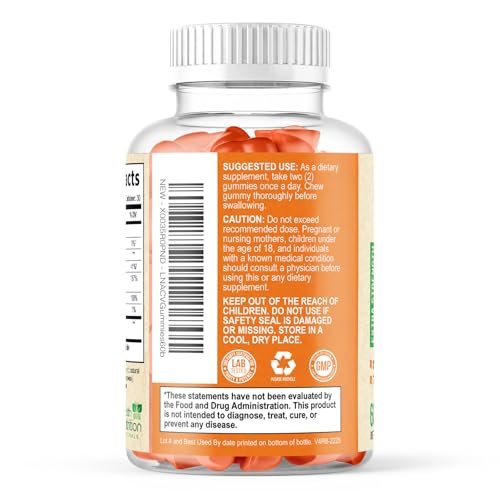 Apfelessig Gummibärchen Null Zucker - Max Stärke ACV Gummivitamine - Vitamin B12 & Die Mutter - Stoffwechsel & Energie Unterstützung - Vegane Apfelessig Gummibärchen - Non-GMO - 60 Gummibärchen