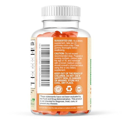 Apfelessig Gummibärchen Null Zucker - Max Stärke ACV Gummivitamine - Vitamin B12 & Die Mutter - Stoffwechsel & Energie Unterstützung - Vegane Apfelessig Gummibärchen - Non-GMO - 60 Gummibärchen
