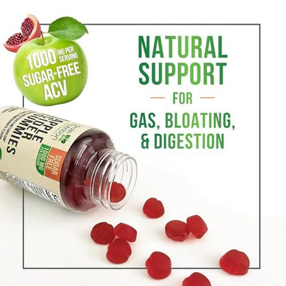 Apfelessig Gummibärchen Null Zucker - Max Stärke ACV Gummivitamine - Vitamin B12 & Die Mutter - Stoffwechsel & Energie Unterstützung - Vegane Apfelessig Gummibärchen - Non-GMO - 60 Gummibärchen