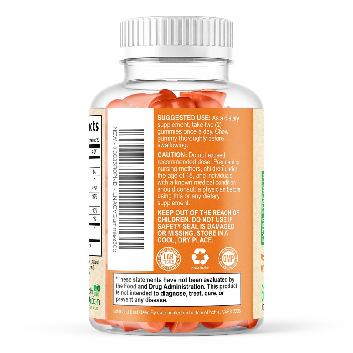 Apfelessig Gummibärchen Null Zucker - Max Stärke ACV Gummivitamine - Vitamin B12 & Die Mutter - Stoffwechsel & Energie Unterstützung - Vegane Apfelessig Gummibärchen - Non-GMO - 60 Gummibärchen