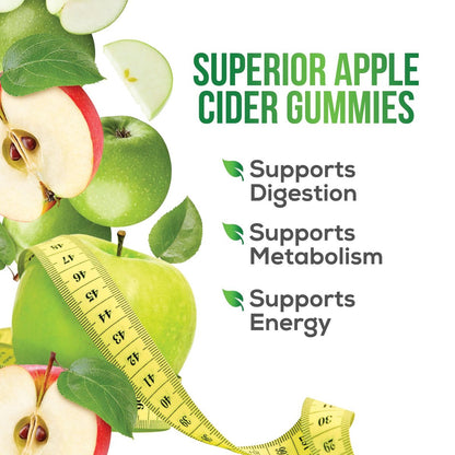 Apfelessig Gummibärchen Null Zucker - Max Stärke ACV Gummivitamine - Vitamin B12 & Die Mutter - Stoffwechsel & Energie Unterstützung - Vegane Apfelessig Gummibärchen - Non-GMO - 60 Gummibärchen