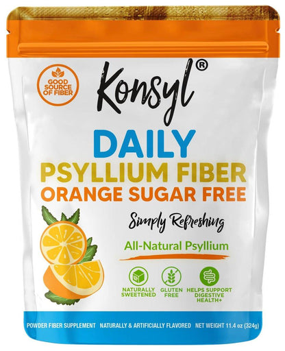 Konsyl Tägliches Psyllium-Faserpulver Orange Zuckerfrei – 11,4 Unzen (1er-Pack)