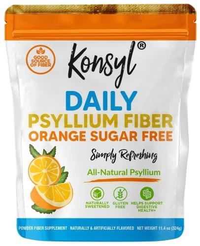 Konsyl Tägliches Psyllium-Faserpulver Orange Zuckerfrei – 11,4 Unzen (1er-Pack)