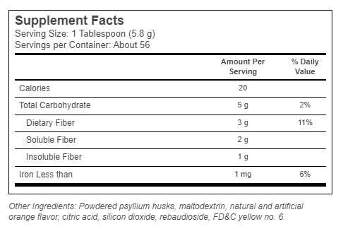 Konsyl Tägliches Psyllium-Faserpulver Orange Zuckerfrei – 11,4 Unzen (1er-Pack)