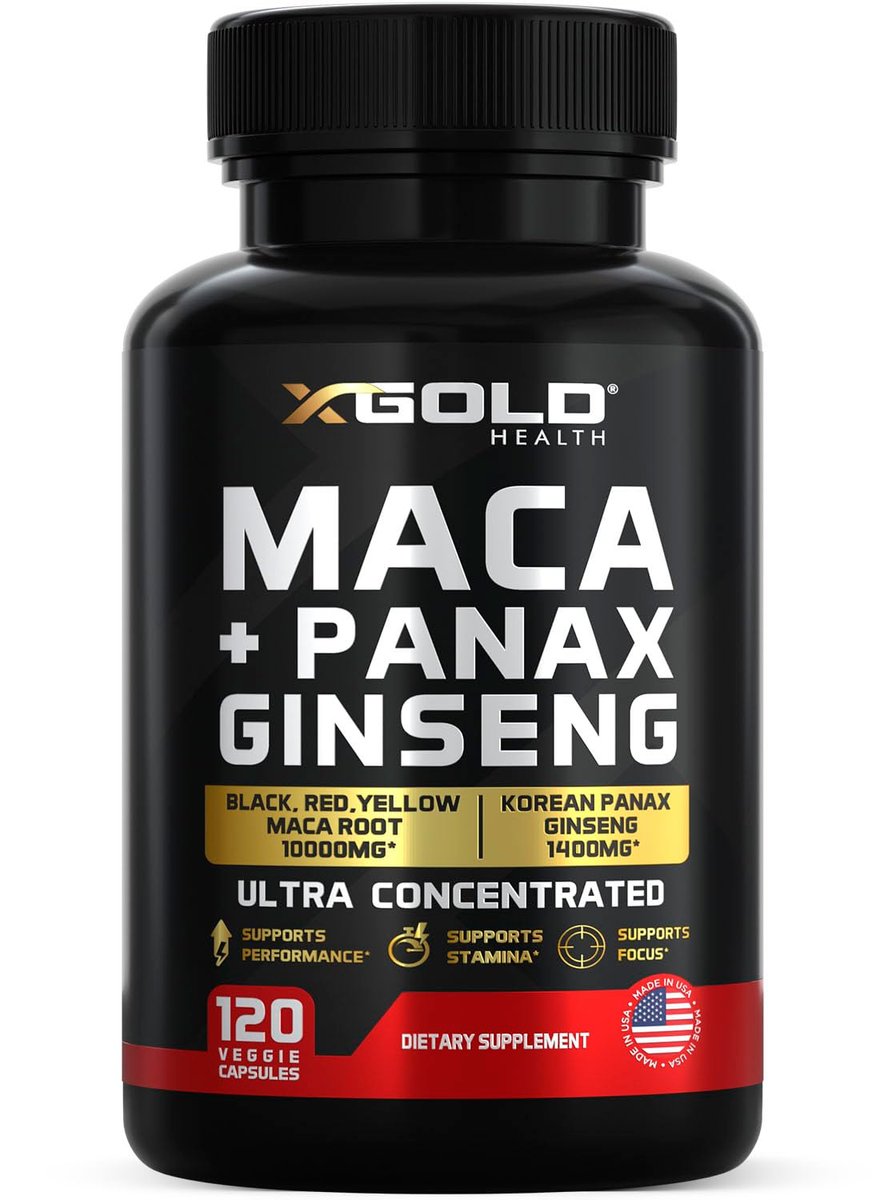 Maca-Wurzel-Kapseln 20:1 Extrakt + Koreanischer Panax Ginseng 10:1 Extrakt - 20-fach konzentrierte schwarze + rote + gelbe Maca-Wurzel, 10-fach konzentrierte Panax-Ginseng-Kapseln - ultra potent & hochrein