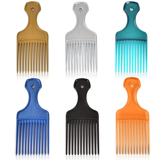 6er-Pack Breitzahnige Afro-Kämme für Lockiges Haar, 16 cm Plastik-Afro-Kämme für Frauen und Männer (6 Farben)