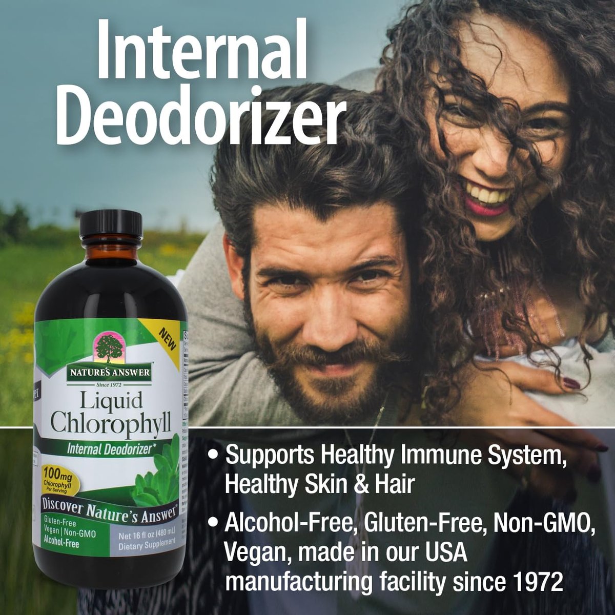 Nature's Answer Flüssigchlorophyll, 100 mg, 480 ml – Natürlicher Reiniger & Energiebooster