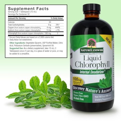 Nature's Answer Flüssigchlorophyll, 100 mg, 480 ml – Natürlicher Reiniger & Energiebooster