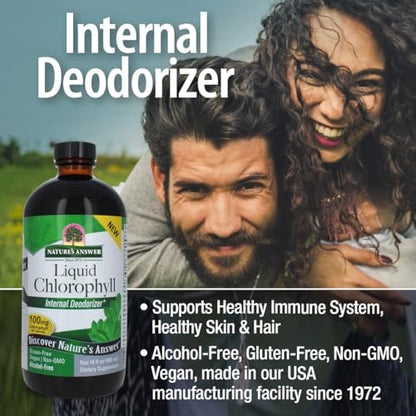Nature's Answer Flüssigchlorophyll, 100 mg, 480 ml – Natürlicher Reiniger & Energiebooster