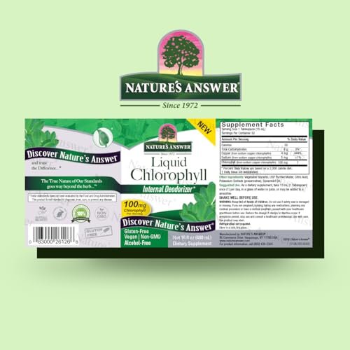 Nature's Answer Flüssigchlorophyll, 100 mg, 480 ml – Natürlicher Reiniger & Energiebooster