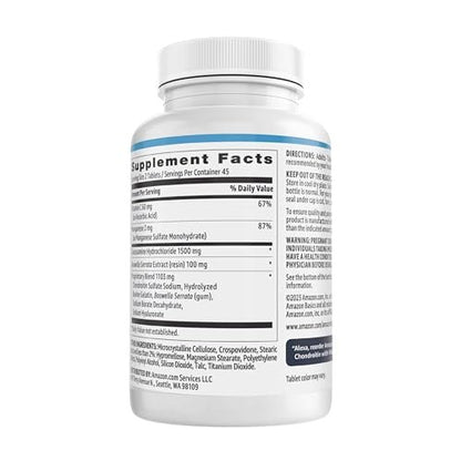 Glucosamin Chondroitin 1500 mg mit Vitamin C 60 mg, 90 Tabletten (2 pro Portion), Glutenfrei