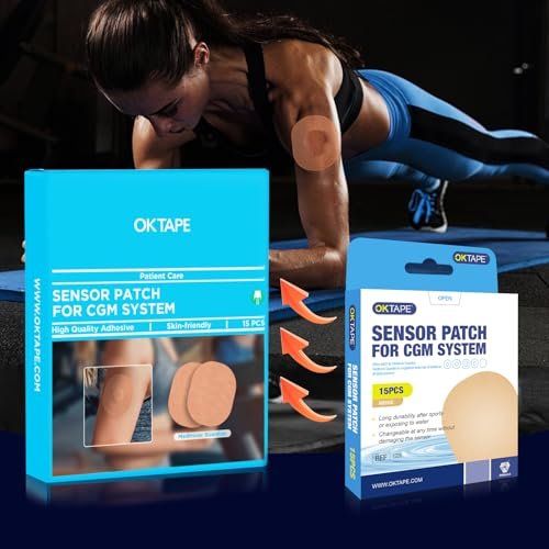 OK TAPE Klebepflaster für Medtronic Guardian und andere Sensoren – wasserdicht & schweißresistent, langanhaltend, 15 Stück, Beige