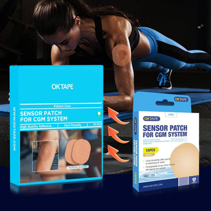 OK TAPE Klebepflaster für Medtronic Guardian und andere Sensoren – wasserdicht & schweißresistent, langanhaltend, 15 Stück, Beige