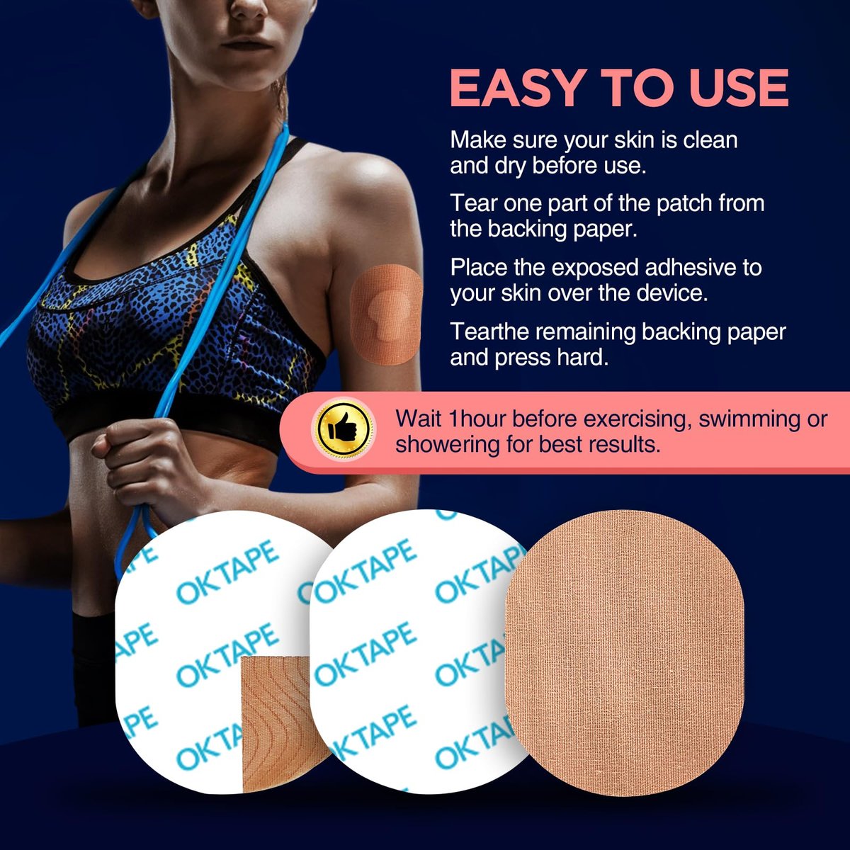 OK TAPE Klebepflaster für Medtronic Guardian und andere Sensoren – wasserdicht & schweißresistent, langanhaltend, 15 Stück, Beige