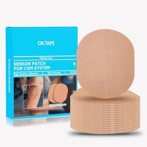 OK TAPE Klebepflaster für Medtronic Guardian und andere Sensoren – wasserdicht & schweißresistent, langanhaltend, 15 Stück, Beige