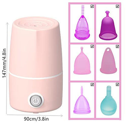 Mottery Menstruationsbecher-Sterilisator – Periodenbecher-Dampfreiniger – 99,9 % Keimfreiheit in 8 Minuten – Rosa