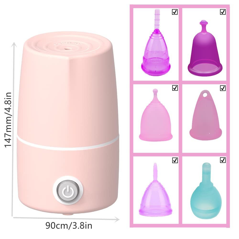 Mottery Menstruationsbecher-Sterilisator – Periodenbecher-Dampfreiniger – 99,9 % Keimfreiheit in 8 Minuten – Rosa