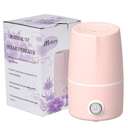 Mottery Menstruationsbecher-Sterilisator – Periodenbecher-Dampfreiniger – 99,9 % Keimfreiheit in 8 Minuten – Rosa